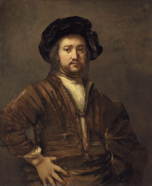 Bildnis eines Mannes mit in die Seite gestützten Armen od Rembrandt van Rijn