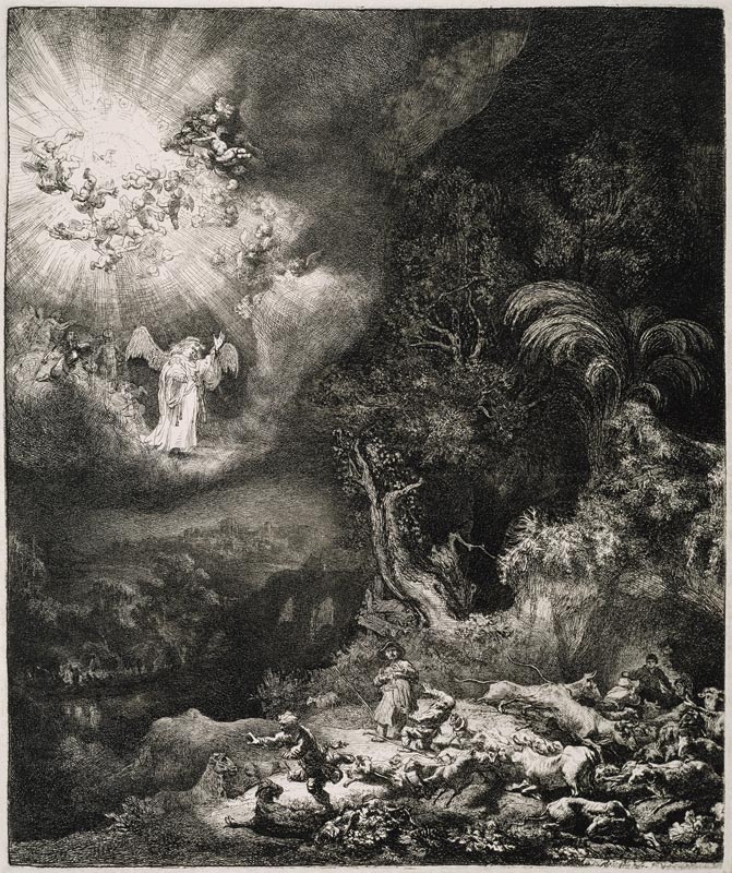 The Angel Appearing to the Shepherds od Rembrandt van Rijn