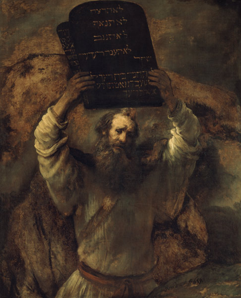 Moses shatters the law panels od Rembrandt van Rijn