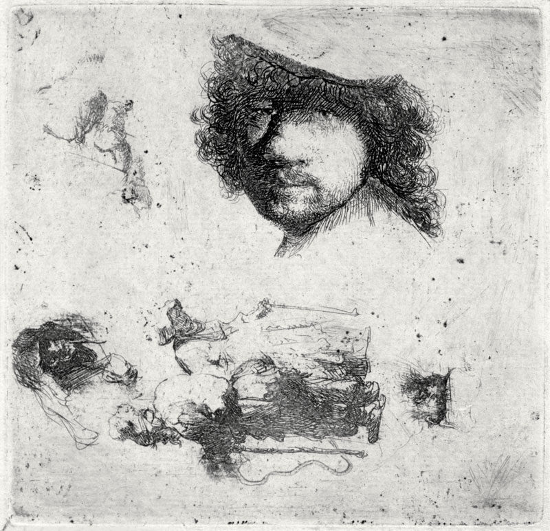 Rembrandt, Selbstbildnis 1632 / Radierg. od Rembrandt van Rijn