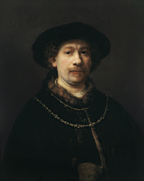 Self Portrait with Beret and Two Gold Chains od Rembrandt van Rijn