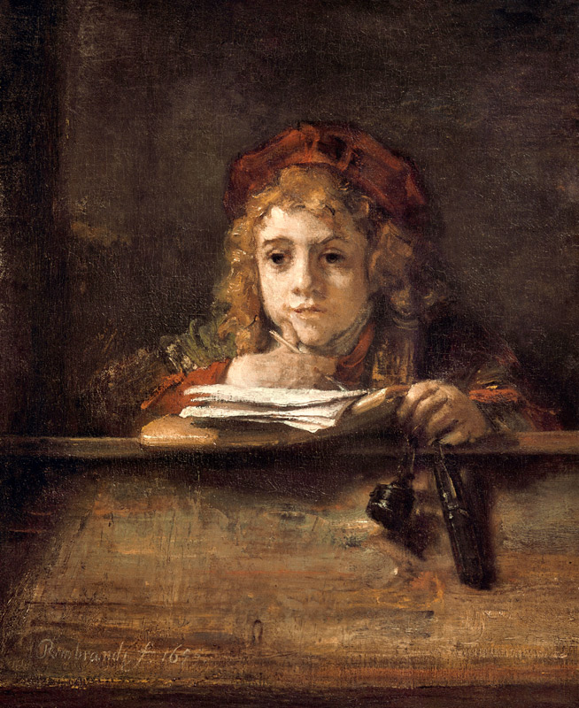 Titus at his table od Rembrandt van Rijn