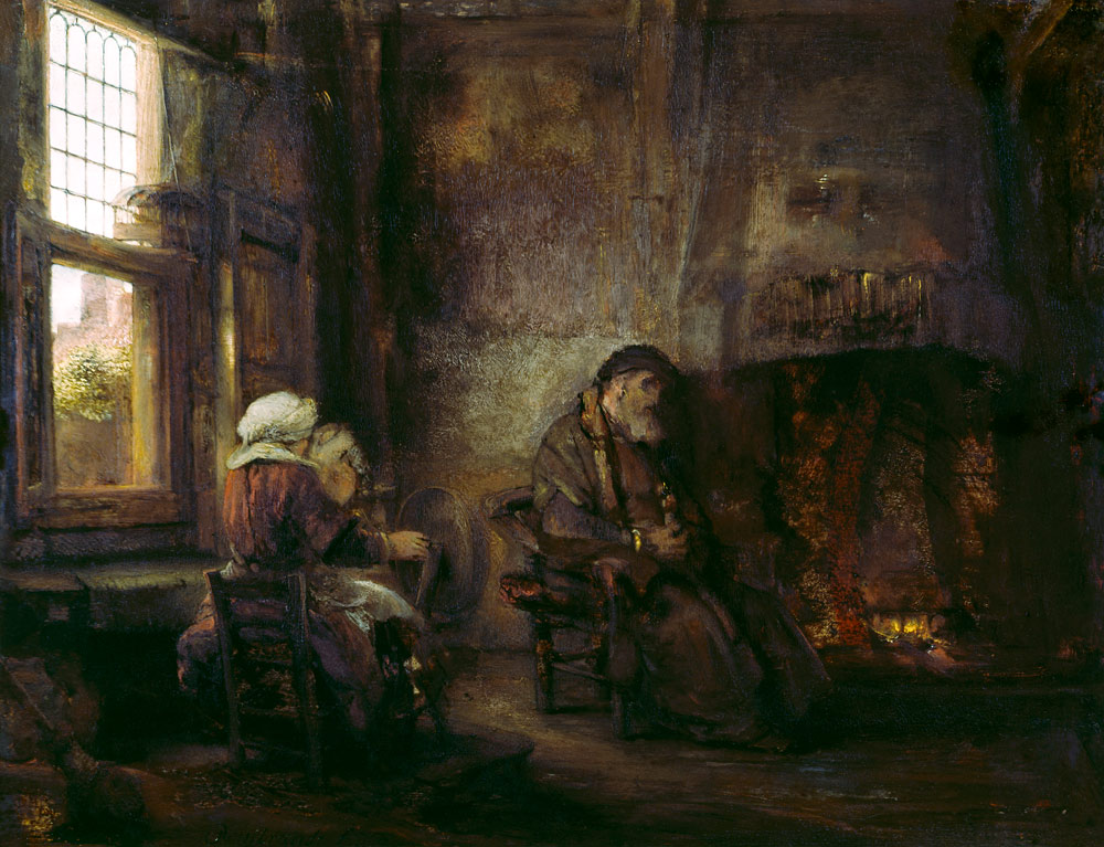 Tobit and Anna waiting for the return of their son od Rembrandt van Rijn