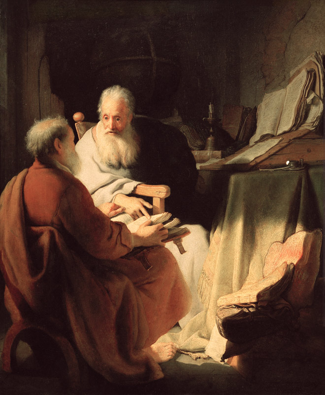 Zwei alte Männer im Gespräch od Rembrandt van Rijn