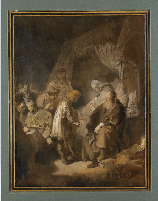 Joseph relating his dreams to his parents and brothers od Rembrandt van Rijn