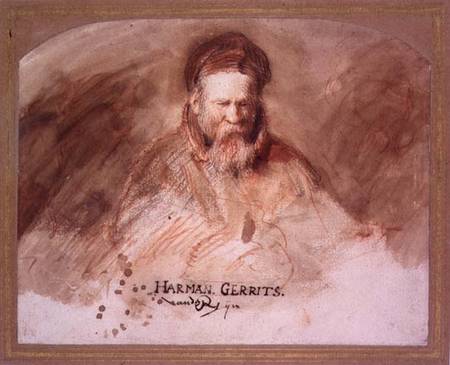 Portrait of an Old Man (chalk and bistre wash) od Rembrandt van Rijn