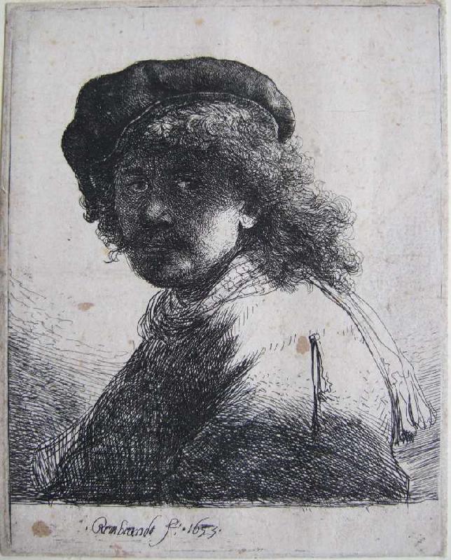 Selbstbildnis mit Schärpe um den Hals od Rembrandt van Rijn