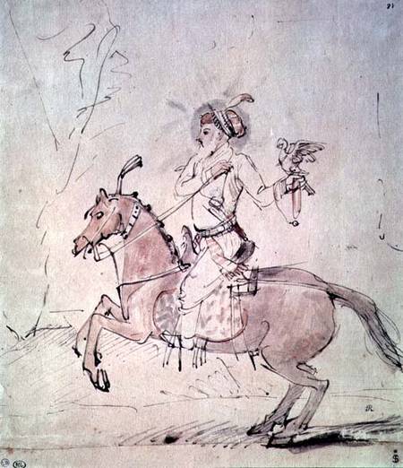 Shah Jehan with falcon on horseback od Rembrandt van Rijn