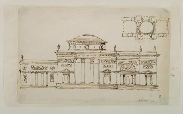 Sketched design for a domed building (pen & ink) od Robert Adam