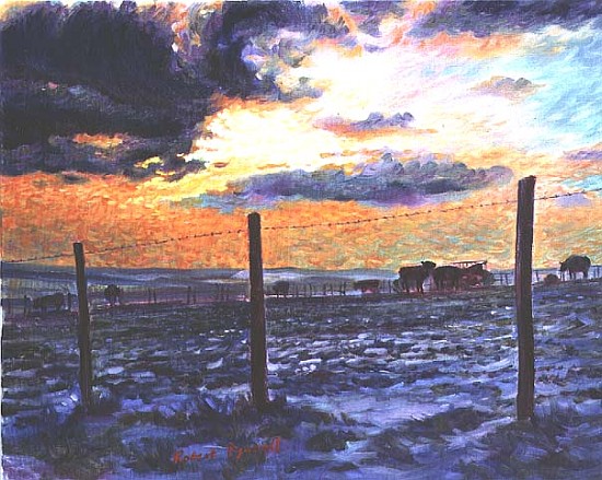 Dusk on the Downs in Winter, 1996  od Robert  Tyndall