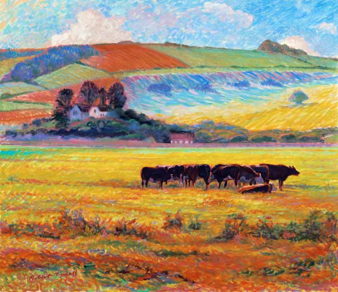 Evening Cattle, Cuckmere Valley, Sussex  od Robert  Tyndall