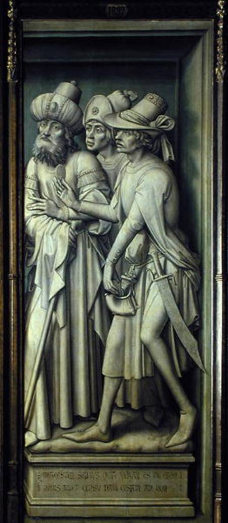 Three Pharisees with Caesar's Coin, from the Redemption Triptych od Rogier van der Weyden