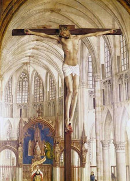 The Seven Sacraments Altarpiece, detail of Christ on the Cross od Rogier van der Weyden