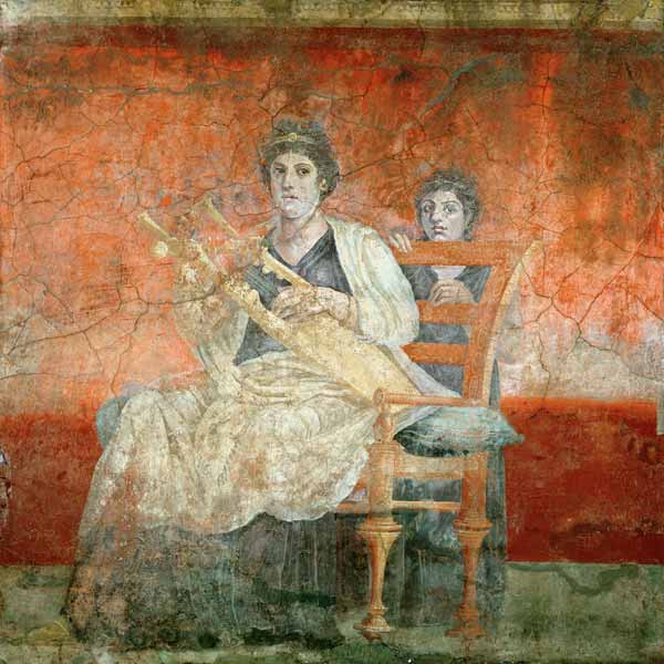 Noblewoman playing a Cithera, from the Boscoreale Villa, Pompeii od Roman