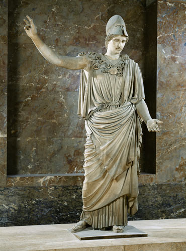 Pallas de Velletri, statue of helmeted Athena, Roman copy of a greek original attributed to Alkamene od Roman