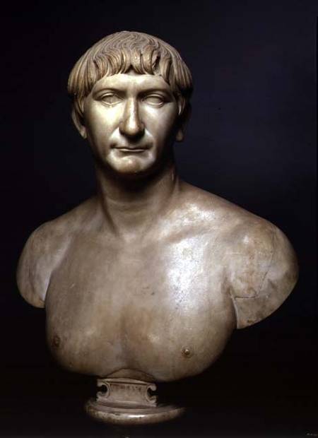 Portrait bust of emperor Trajan (53-117 AD) 1st-2nd century AD od Roman