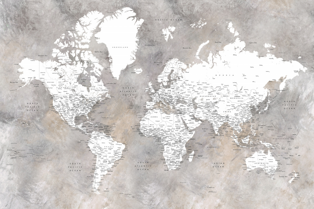 Detailed world map with cities Vali od Rosana Laiz Blursbyai