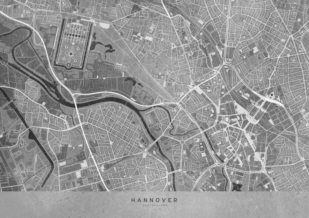 Gray vintage map of Hannover downtown Germany od Rosana Laiz Blursbyai