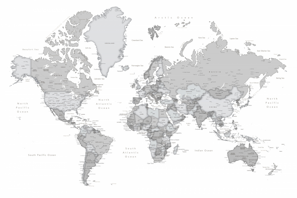 Gray world map with cities, Chas od Rosana Laiz Blursbyai