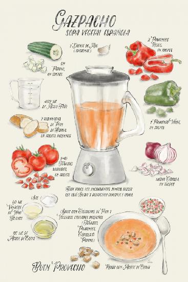 Gazpacho illustrated recipe in Spanish