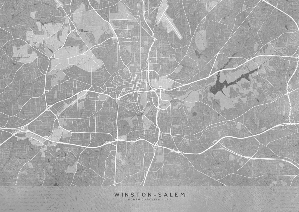 Map of Winston Salem (NC, USA) in gray vintage style od Rosana Laiz Blursbyai