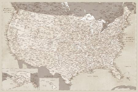 Highly detailed map of the United States, Gentry