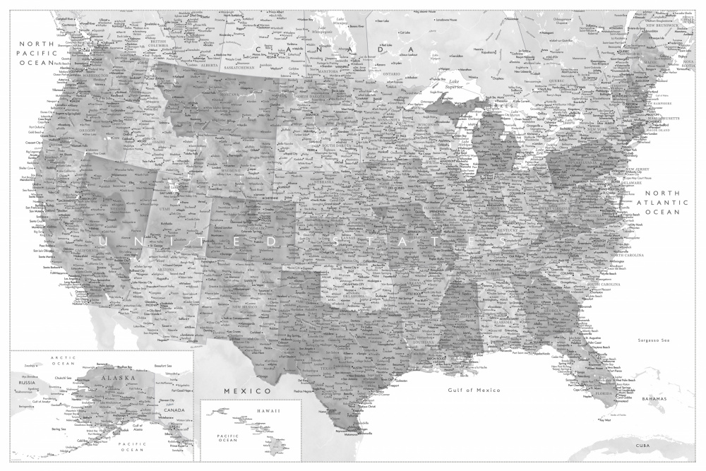 Highly detailed map of the United States Jimmy od Rosana Laiz Blursbyai