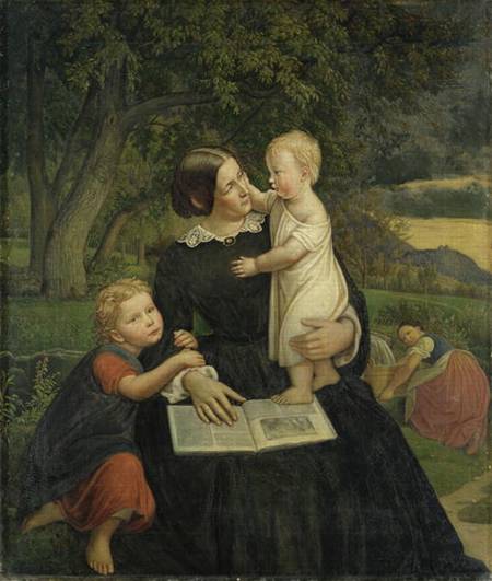 Emilie Marie Wasmann, the artist's wife, with Elise and Erich, their oldest children od Rudolf Friedrich Wasmann