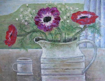 Anemones in White Jug