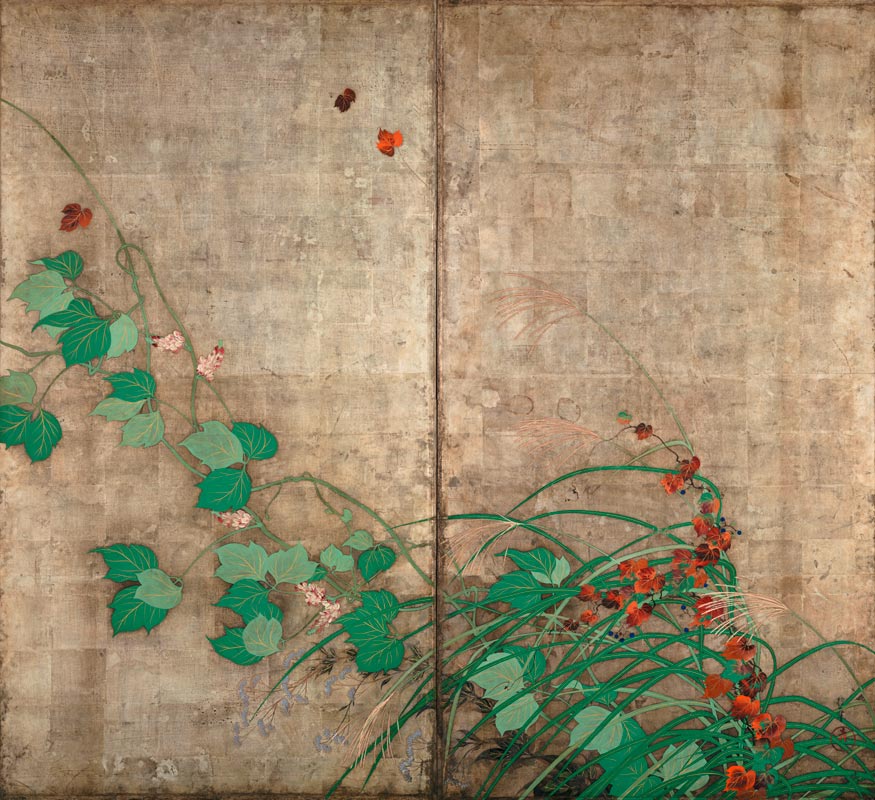 Summer and autumn flower plants. (Part of the pair of two-fold screens) od Sakai Hoitsu