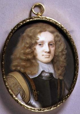 Portrait Miniature of a Man in Armour, c.1660 (w/c on vellum on card)