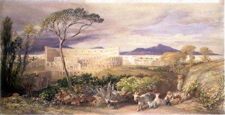 The Colosseum and Alban Mount (w/c and gouache over pencil, chalk and od Samuel Palmer
