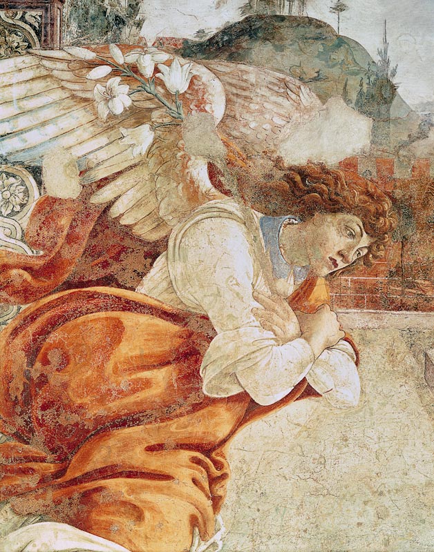 The Annunciation, detail of the Archangel Gabriel, from San Martino della Scala od Sandro Botticelli