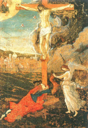 Crucifixion with the büßigen Maria Magdalena and an angel od Sandro Botticelli