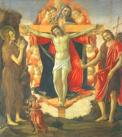 Trinität with Maria Magdalena, Johannes the Täufer and Tobias with the angel od Sandro Botticelli
