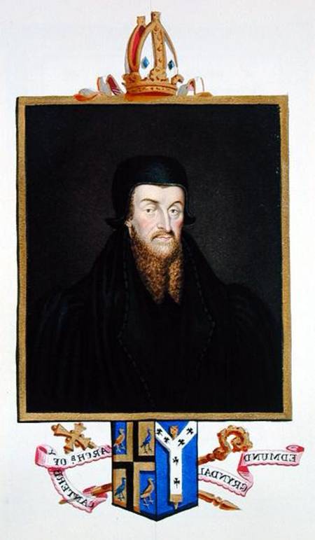 Portrait of Edmund Grindal (c.1519-83) Archbishop of Canterbury from 'Memoirs of the Court of Queen od Sarah Countess of Essex