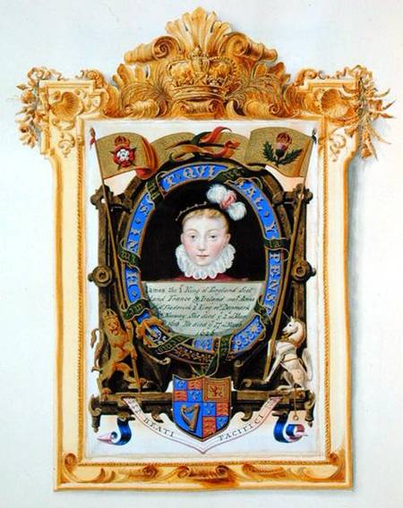 Portrait of James VI of Scotland (1566-1625) Later James I of England as a boy c.1574 from 'Memoirs od Sarah Countess of Essex