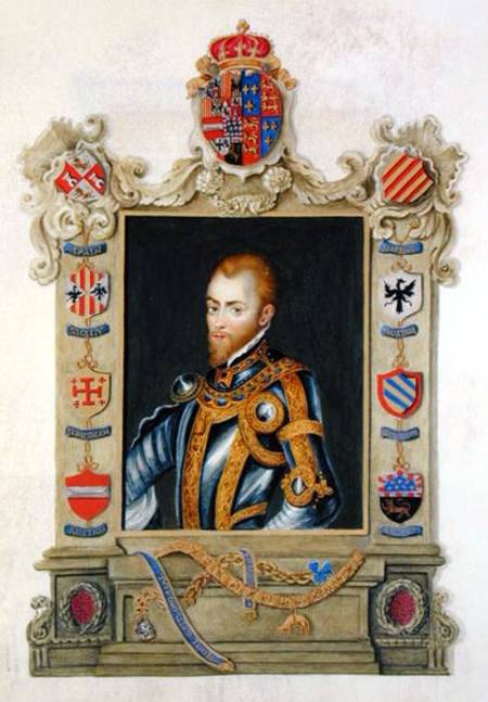 Portrait of Philip II King of Spain (1527-98) from 'Memoirs of the Court of Queen Elizabeth' after a od Sarah Countess of Essex