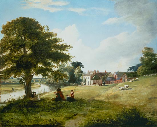Summery riverside with painter od Sarah Ferneley