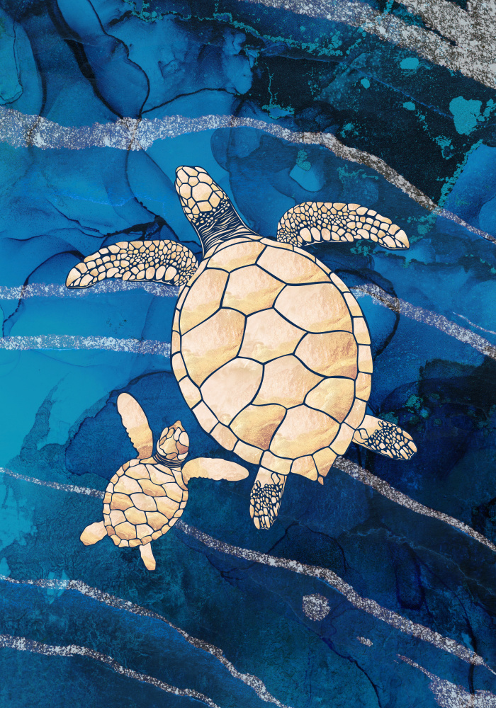 Gold turtles swimming od Sarah Manovski