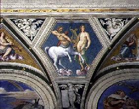 The 'Loggia della Galatea' (Loggia of the Galatea) detail of vault decoration depicting signs of the