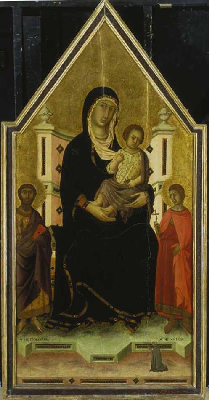 Madonna with child and the Saint Bartholomäus and Ansanus. od Segna di Buonaventura