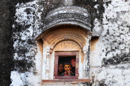 Peeping through window