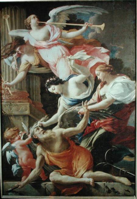 Time Vanquished by Love, Venus and Hope od Simon Vouet