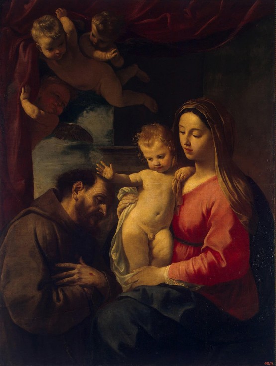 Madonna with the Child and Saint Francis of Assisi od Simone Cantarini