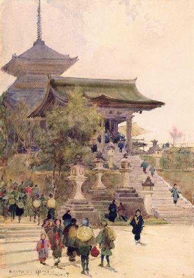 The Entrance to the Temple of Kiyomizu-Dera, Kyoto, with Pilgrims ascending