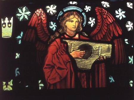 Detail of the Angel Musician, made by William Morris and Co. od Sir Edward Burne-Jones