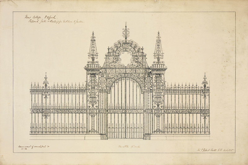 New College Oxford: Proposed Gates and Railing for Entrance to Garden od Sir George Gilbert Scott