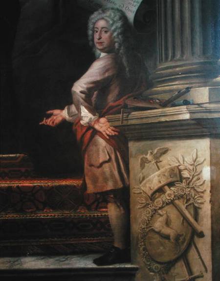 Rear wall painting of the Upper Hall glorifying George I (1660-1727) and the House of Hanover, detai od Sir James Thornhill