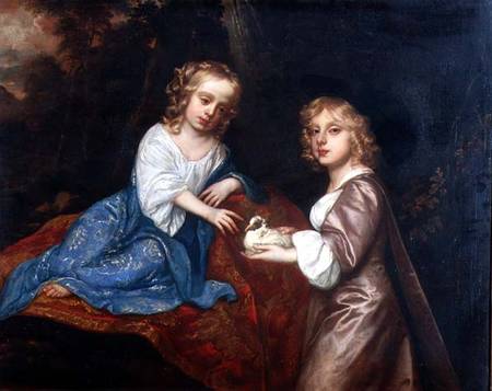 Double Portrait of Viscount Ascott and the Countess of Chesterfield as Children od Sir Peter Lely